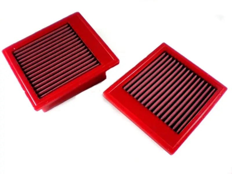 Red-framed replacement panel air filters for Nissan GT-R 35 GT-R 3.8 engine upgrade