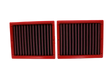 Two red-framed panel air filters for BMC 2023+ Nissan 400 Z (Z35) 3.0L V6