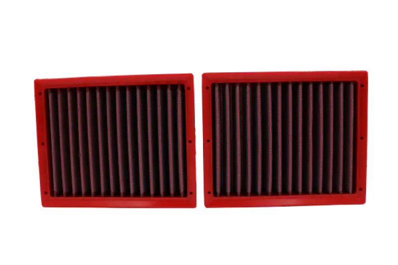 Two red-framed panel air filters for BMC 2023+ Nissan 400 Z (Z35) 3.0L V6