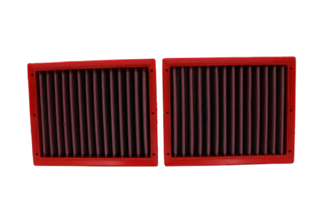 Two red-framed panel air filters for BMC 2023+ Nissan 400 Z (Z35) 3.0L V6