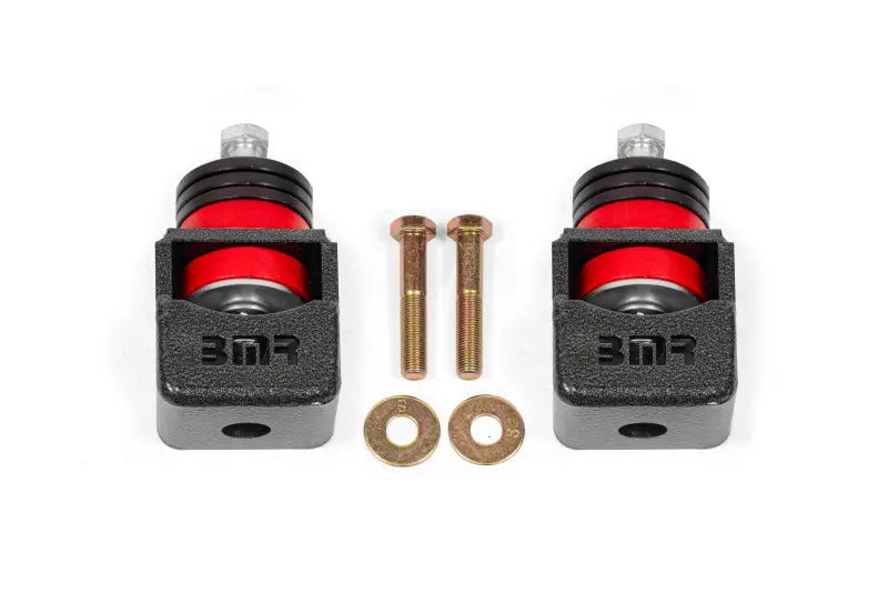 BMR Chevy SS and Pontiac G8 Motor Mount Kit (Polyurethane) Black Hammertone with Grade 10.9 hardware, 6061 billet aluminum spacers, and MIG-welded 1/4-inch plate steel.