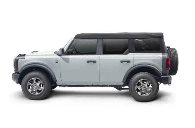 Gray four-door Ford Bronco body corner guard set with clips and 3M tape