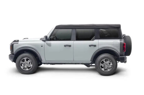 Gray four-door Ford Bronco body corner guard set with clips and 3M tape