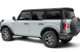 Gray Ford Bronco with black soft top showcasing body corner guard set for side protection