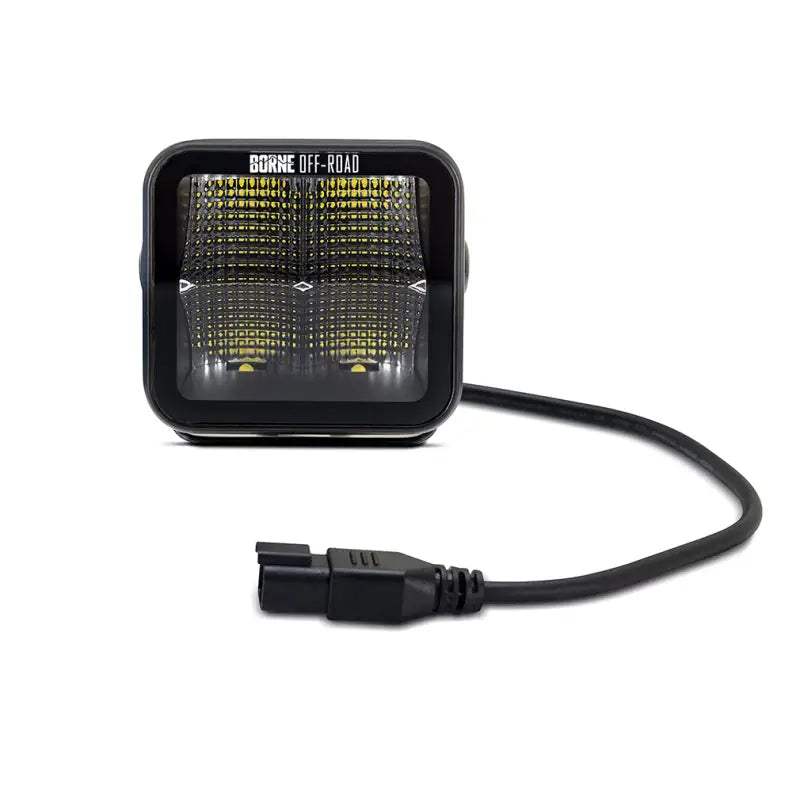 Square black off-road light pod with connector for Borne 3x3 flood RV parts & accessories