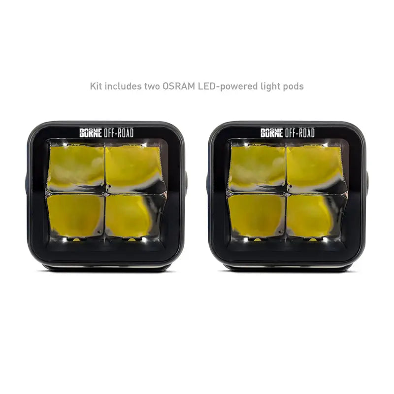 Two square LED light pods from Borne Off-Road Light Pods 3x3 spot kit for RV parts
