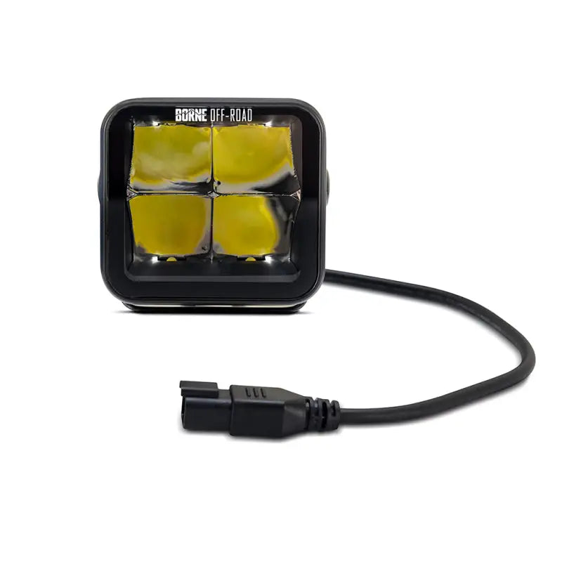 Square LED off-road light pods with connector for Borne Off-Road Light Pods 3x3 Spot kit