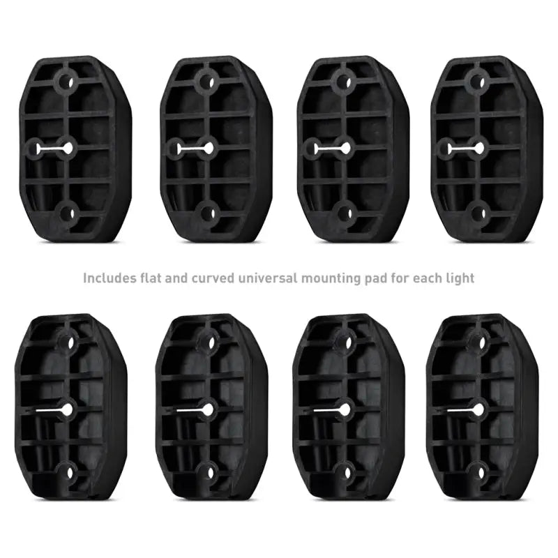 Eight black universal mounting pads for Borne Off-Road Rock Light with long harness