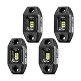 Four black LED rock lights with long harness for Rv parts & accessories
