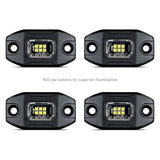 Four black LED rock lights with short harness for Jeep RV parts & accessories