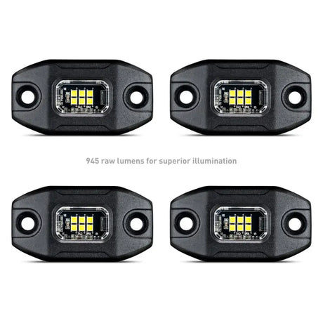 Four black LED rock lights with short harness for Jeep RV parts & accessories