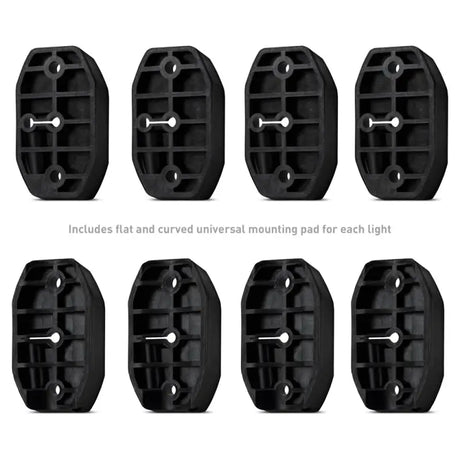 Eight black universal mounting pads for Borne Off-Road Rock Light with short harness