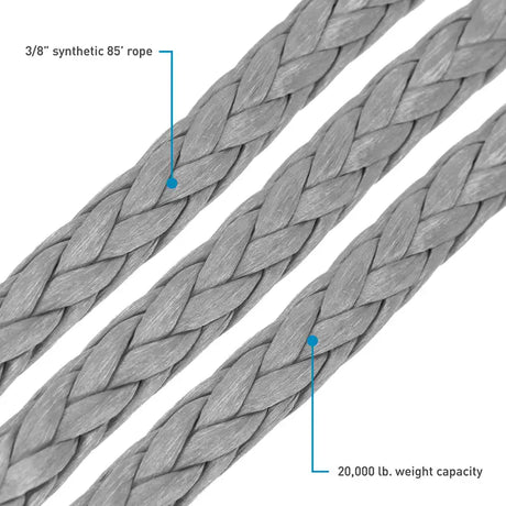 Braided synthetic rope 8in x 85ft gray for RV parts & accessories