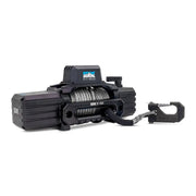 Borne Off-Road 10K Winch with grey synthetic rope and heavy-duty hook