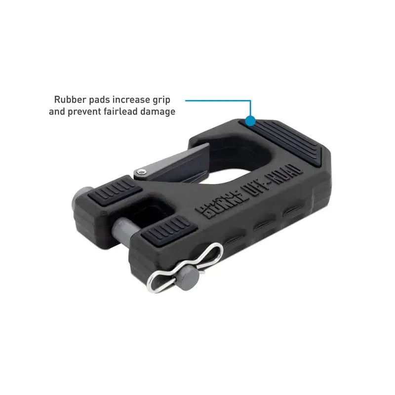 Borne Off-Road 12K winch grey synthetic rope with black rubber fairlead clamp