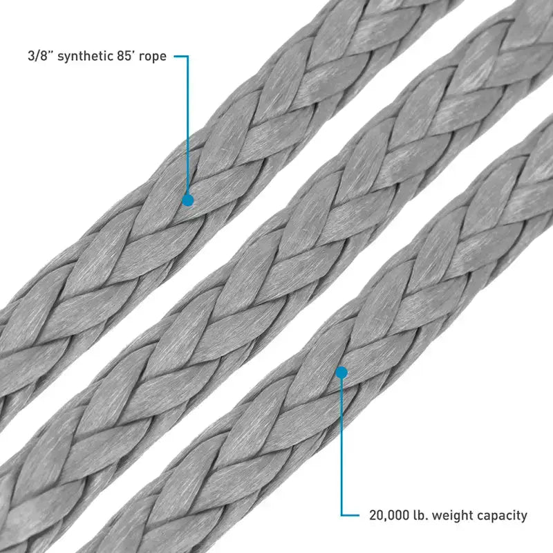 Braided synthetic rope 8in x 85ft gray for RV parts & accessories