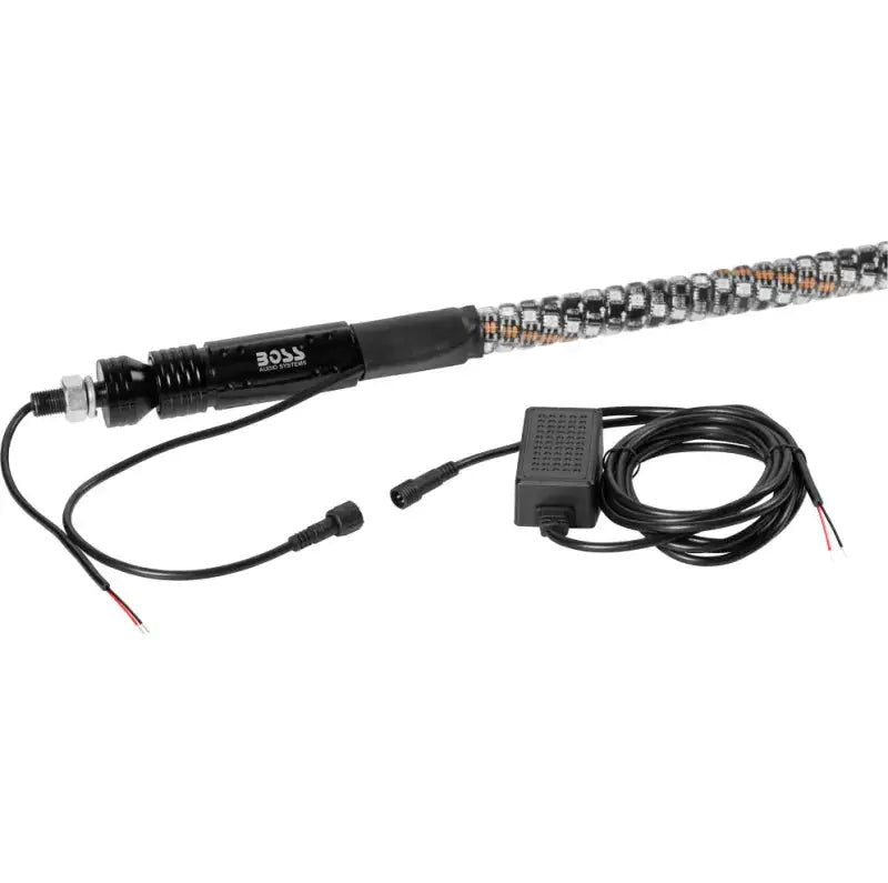 Black LED light whip with wiring and control box for Boss Audio Systems ATV whip