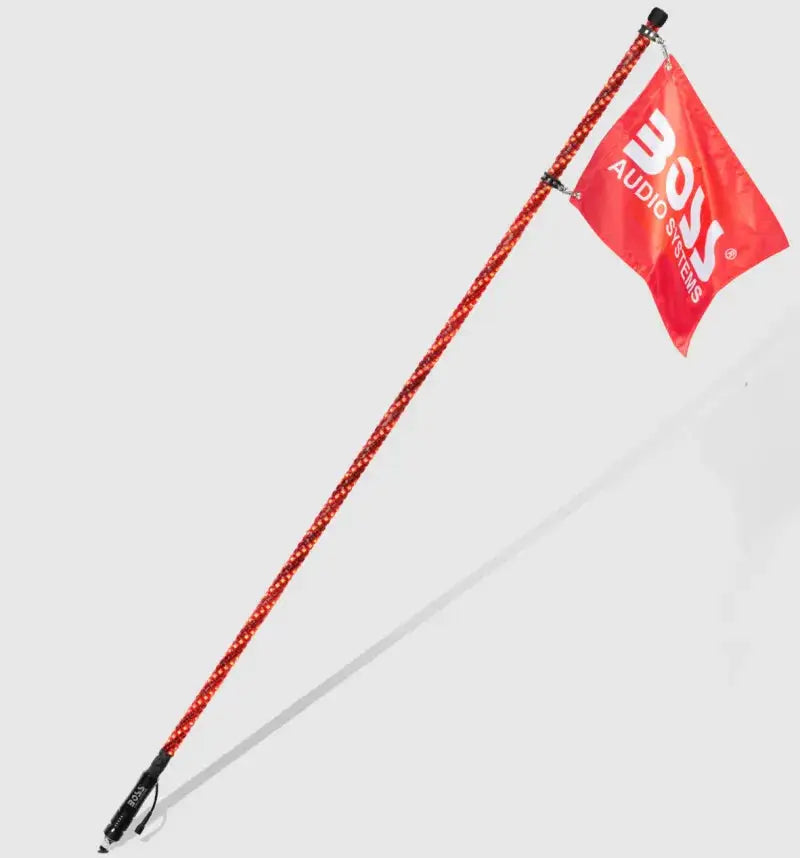 Illuminated pole with red flag for Boss Audio Systems ATV Whip Antenna outdoors