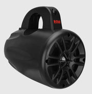 Black cylindrical Boss Audio Systems marine waketower speaker with handle for outdoor audio