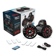 Boss Audio Systems marine waketower speakers with red LED, powerful outdoor audio