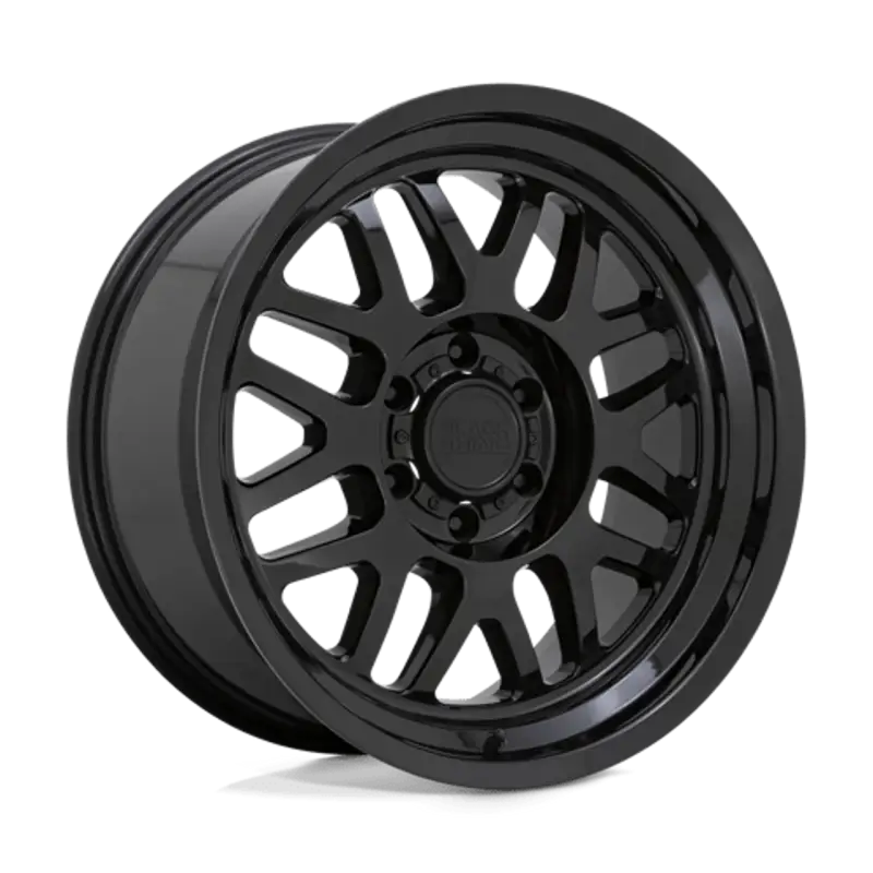 Gloss black alloy wheel showcasing the sleek Mesa Gloss Black 18x9 Wheel by Wheel Pros