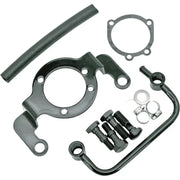 Motorcycle engine parts with black bracket breather kit for optimal airflow and style