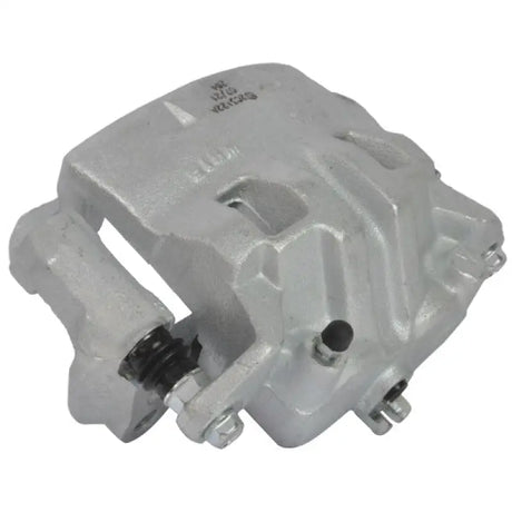 Silver-colored brake caliper OE replacement with installation hardware for easy upgrade
