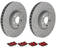 Brake Kit Ceramic Brake Pads; 360 Millimeter Vented Cross Drilled High Carbon Cast Iron One Piece Rotor; With Two 09D52413C02 Rotors And Four P50139N Brake Pads - RV and Auto Parts