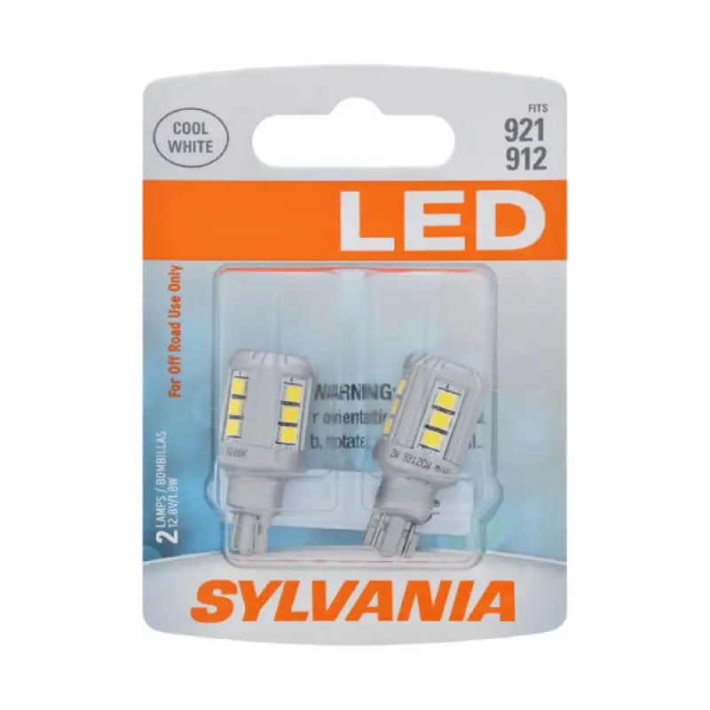 Two LED brake light bulbs in packaging for bright Cool White illumination