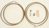 Motorcycle brake line kit with stainless steel lines for improved braking performance and clear cover
