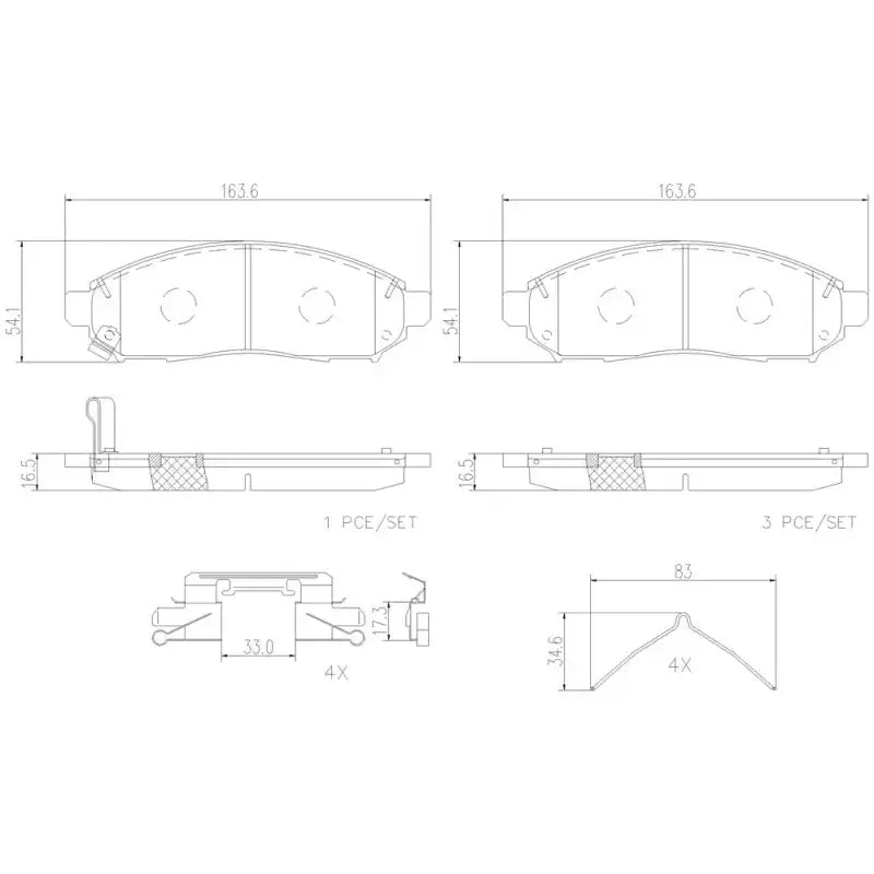 Brake Pad FMSI Number D1094-8200; Ceramic; Set Of 4; With Hardware - Truck & Automotive