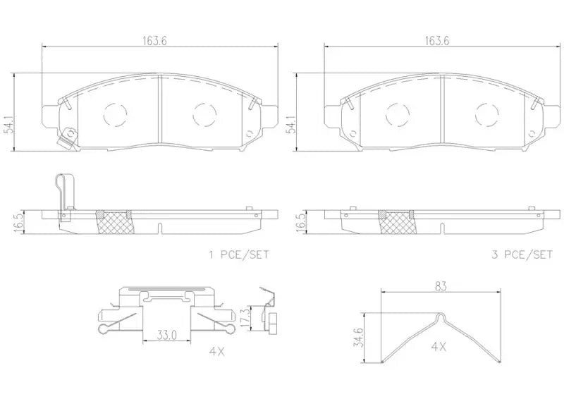 Brake Pad FMSI Number D1094-8200; Ceramic; Set Of 4; With Hardware - Truck & Automotive