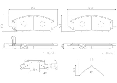 Brake Pad FMSI Number D1094-8200; Ceramic; Set Of 4; With Hardware - Truck & Automotive