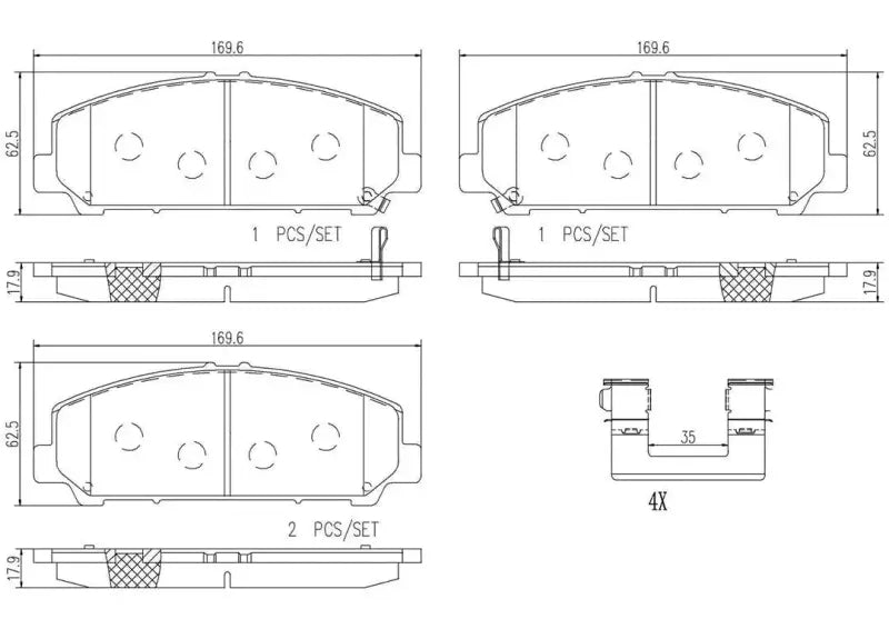 Brake Pad FMSI Number D1286-8403; Ceramic; Set Of 4; With Hardware - RV and Auto Parts