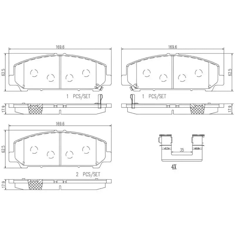 Brake Pad FMSI Number D1286-8403; Ceramic; Set Of 4; With Hardware - RV and Auto Parts
