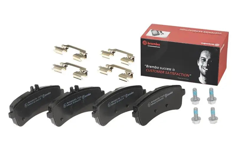 Brake Pad FMSI Number D1681-8911; Low-Metallic; Set Of 4; With Hardware/ Brake Caliper Screws - RV and Auto Parts