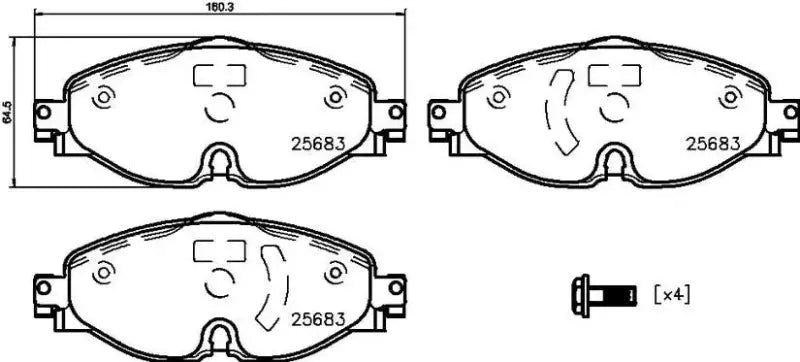 Brake Pad FMSI Number D1760-8989; Ceramic; Set Of 4; With Brake Caliper Screws - RV and Auto Parts