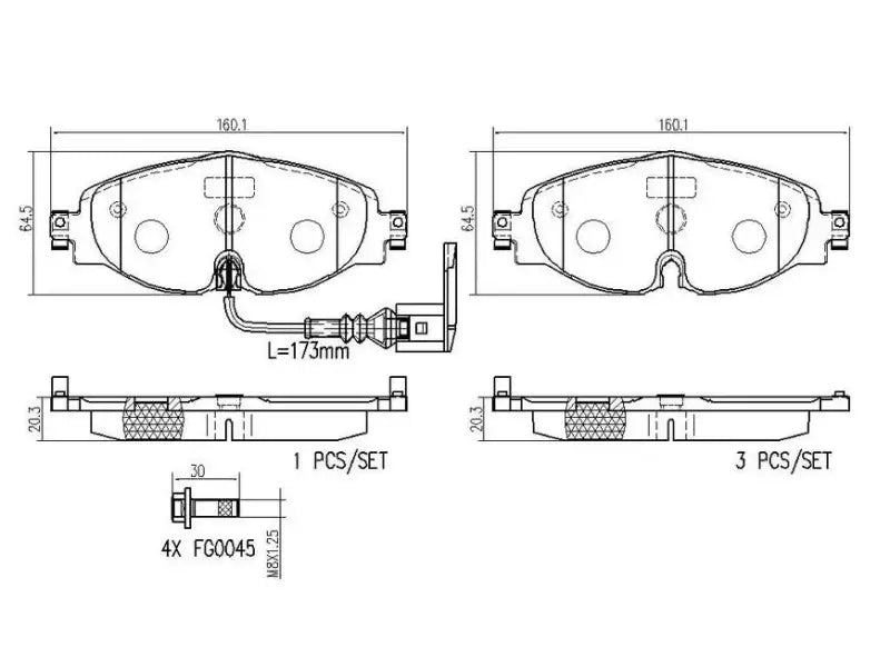 Brake Pad FMSI Number D1760-8989; Ceramic; Set Of 4; With Hardware/ Brake Caliper Screws - RV and Auto Parts