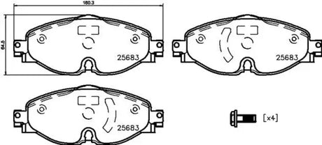 Brake Pad FMSI Number D1760-8989; Low-Metallic; Set Of 4; With Brake Caliper Screws - RV and Auto Parts
