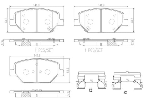 Brake Pad FMSI Number D1886-9114; Ceramic; Set Of 4; With Hardware - RV and Auto Parts