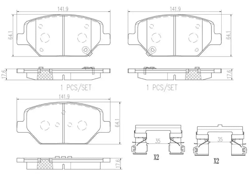 Brake Pad FMSI Number D1886-9114; Ceramic; Set Of 4; With Hardware - RV and Auto Parts