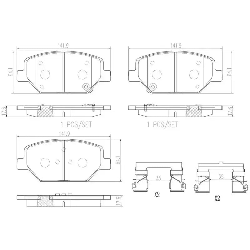 Brake Pad FMSI Number D1886-9114; Ceramic; Set Of 4; With Hardware - RV and Auto Parts