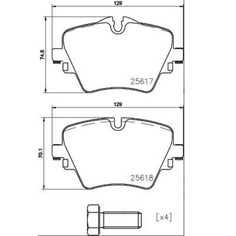 Brake Pad FMSI Number D1892-9120; Low-Metallic; Set Of 4; With Caliper Screws - Truck & Automotive