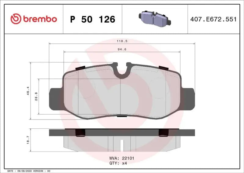 Brake Pad FMSI Number D1893-9121; Low-Metallic; Set Of 4 - RV and Auto Parts