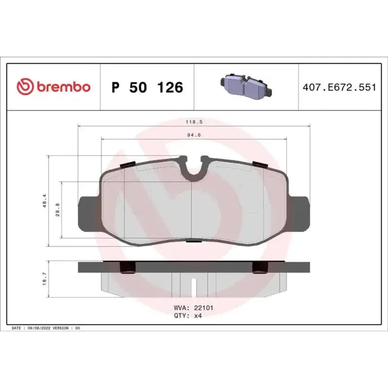 Brake Pad FMSI Number D1893-9121; Low-Metallic; Set Of 4 - RV and Auto Parts