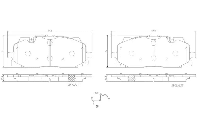 Brake Pad FMSI Number D1894-9122; Ceramic; Set Of 4; With Hardware - RV and Auto Parts