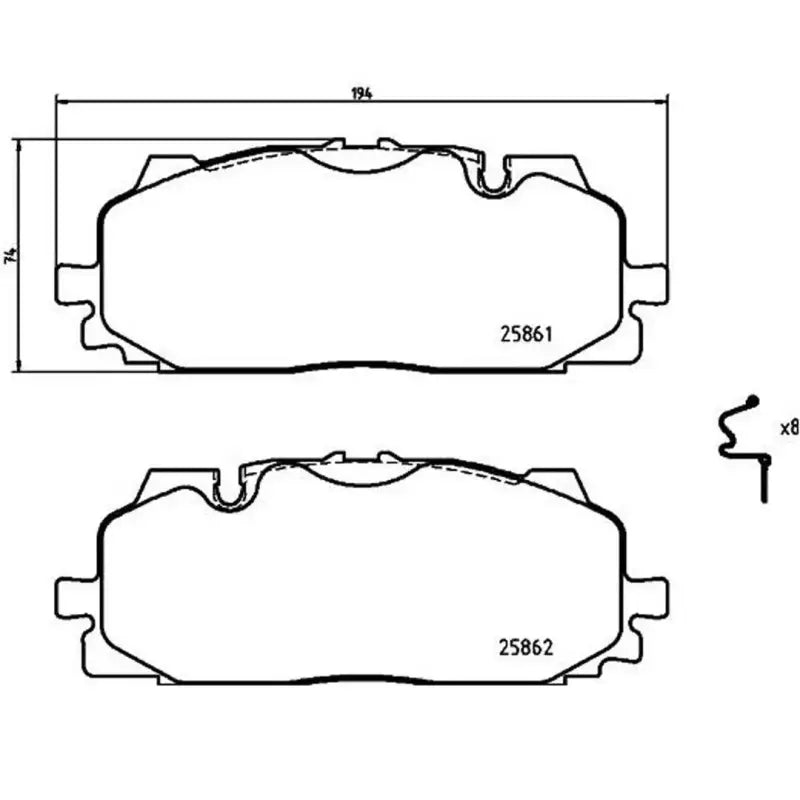 Brake Pad FMSI Number D1894-9122; Low-Metallic; Set Of 4; With Hardware