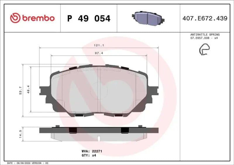 Brake Pad FMSI Number D1903-9130; Low-Metallic; Set Of 4; With Hardware - RV and Auto Parts