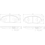 Brake pad diagram with dimensions for Brake Pad FMSI Number D2176-9421 ceramic set