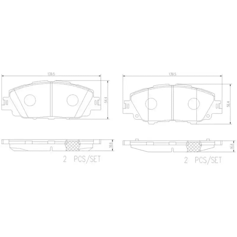 Brake pad diagram with dimensions for Brake Pad FMSI Number D2176-9421 ceramic set